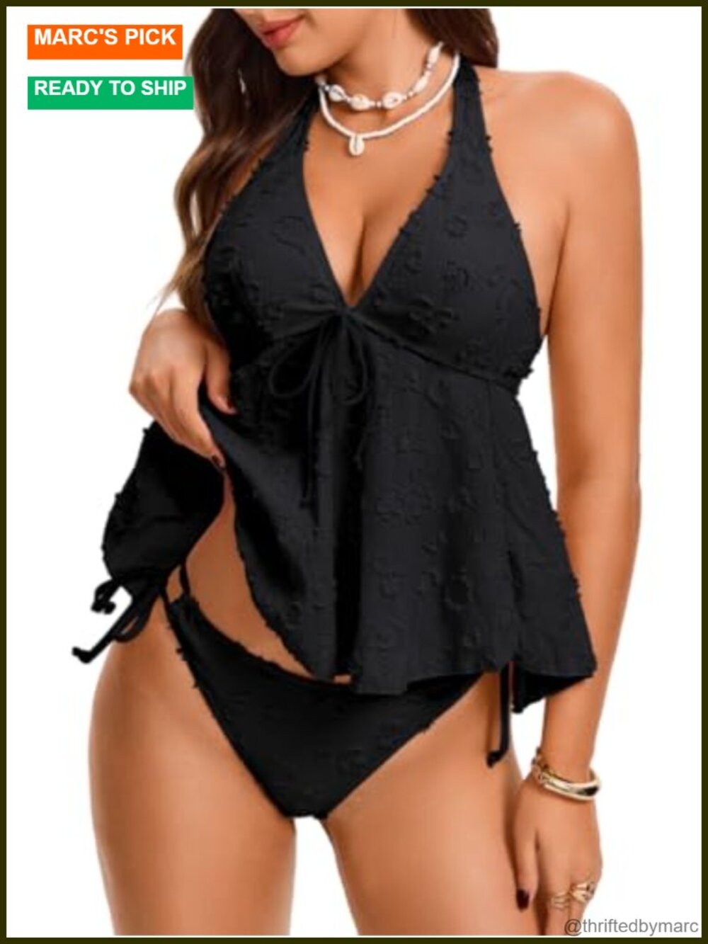 Open Back Babydoll Tankini Swimsuit Ruffled Peplum 2 Piece